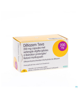 Diltiazem teva 200mg caps  98x200mg