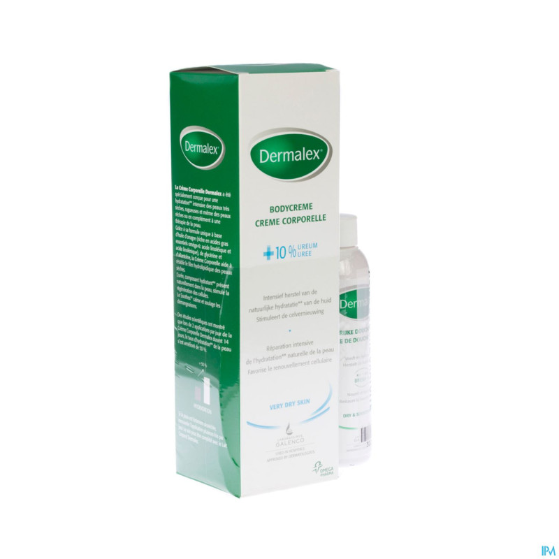 Dermalex creme corps 500ml + huile douche 150ml
