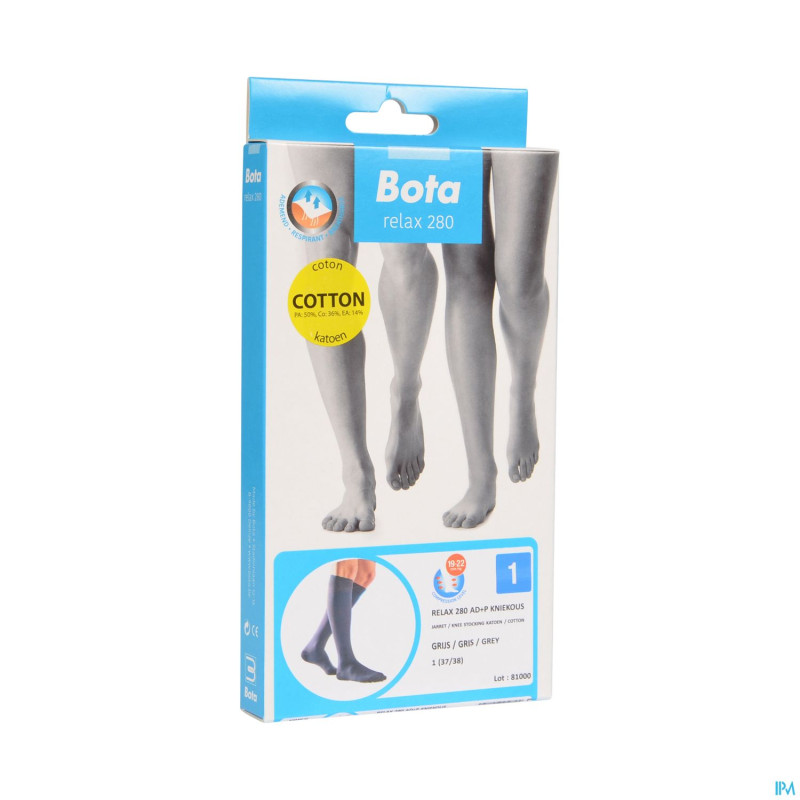 Bota relax 280 coton bas jarret gris n1