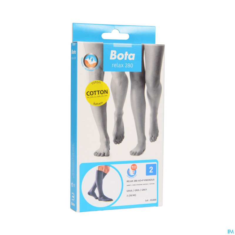 Bota relax 280 coton bas jarret gris n2