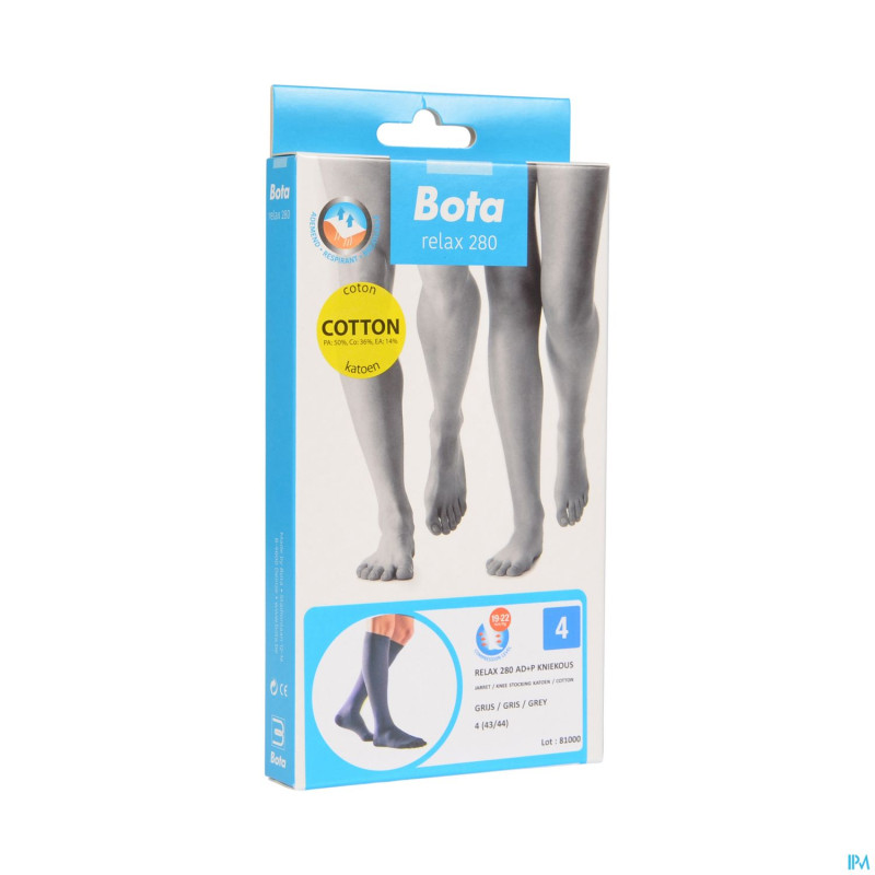 Bota relax 280 coton bas jarret gris n4