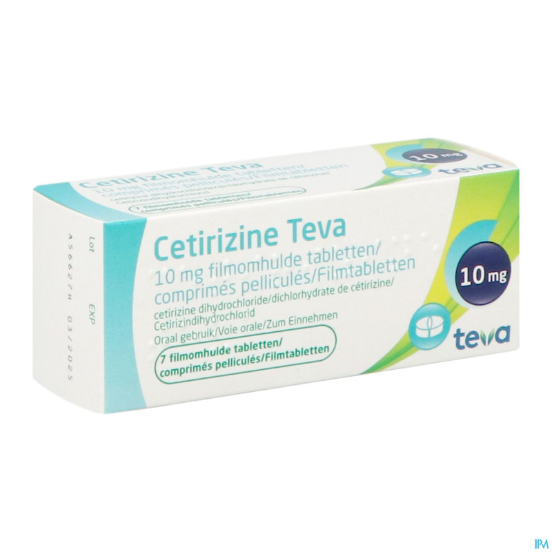 Cetirizine teva 10 mg comp pell   7