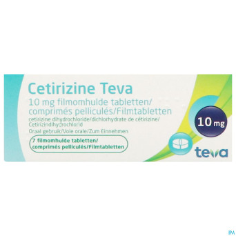 Cetirizine teva 10 mg comp pell   7