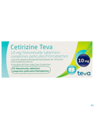 Cetirizine teva 10 mg comp pell  20