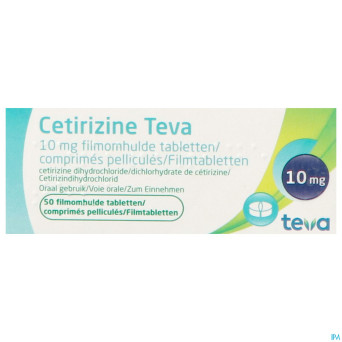 Cetirizine teva 10 mg comp pell  50
