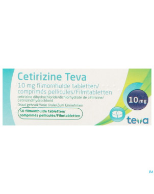 Cetirizine teva 10 mg comp pell  50