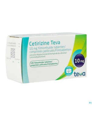 Cetirizine teva 10 mg comp pell 100