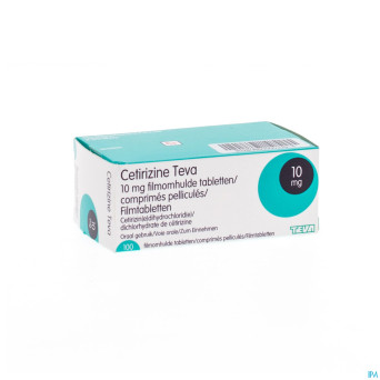 Cetirizine teva 10 mg comp pell 100