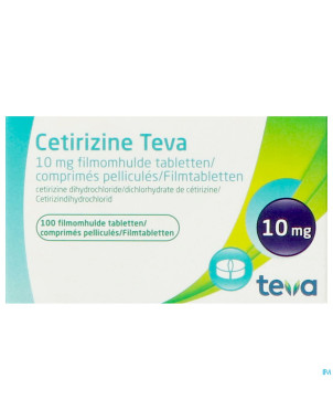 Cetirizine teva 10 mg comp pell 100
