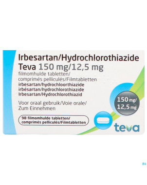 Irbesartan hct teva 150 mg/12,5 mg comp pell 98
