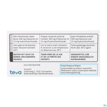 Irbesartan hct teva 300 mg/25,0 mg comp pell 98