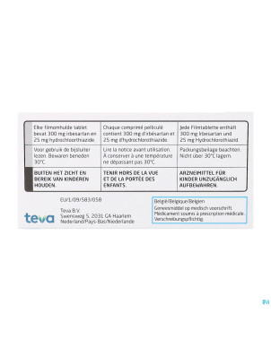 Irbesartan hct teva 300 mg/25,0 mg comp pell 98
