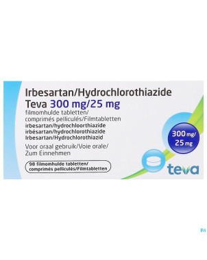 Irbesartan hct teva 300 mg/25,0 mg comp pell 98