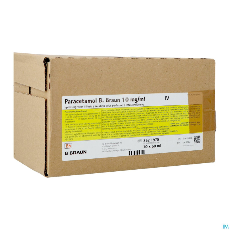 Paracetamol braun 10mg/ml sol inf fl inj 10  50ml