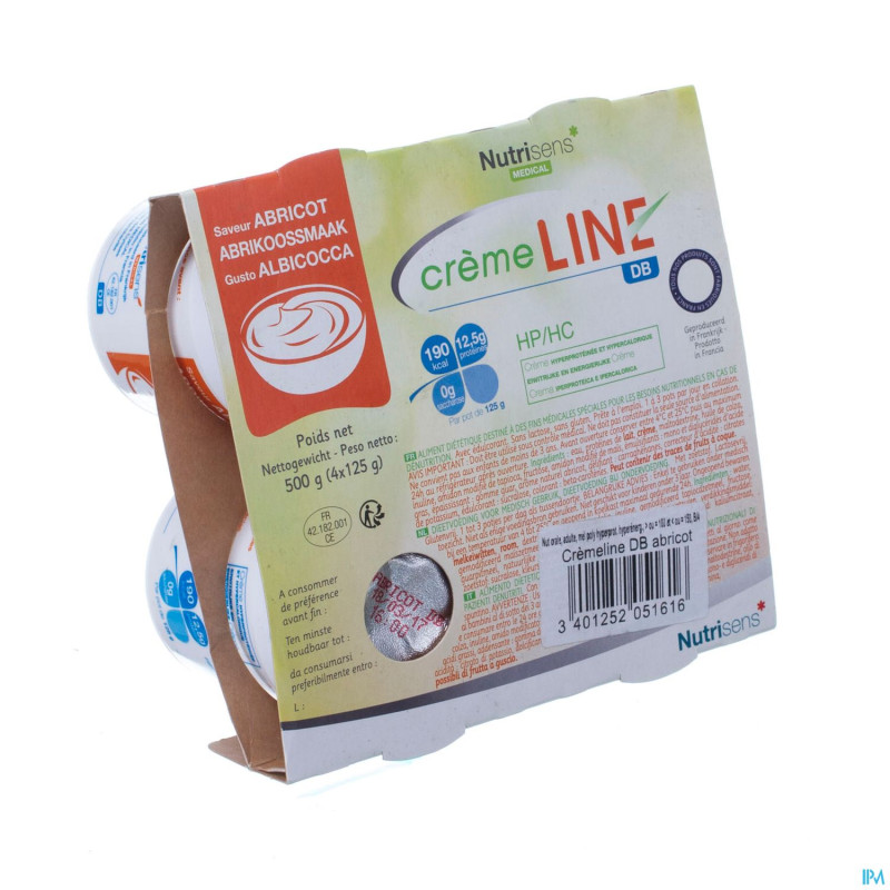 Cremeline+ db abricot s/lactose    4x125g
