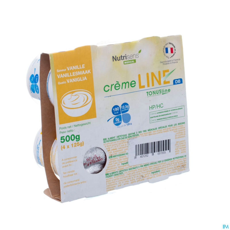 Cremeline+ db vanille s/lactose    4x125g