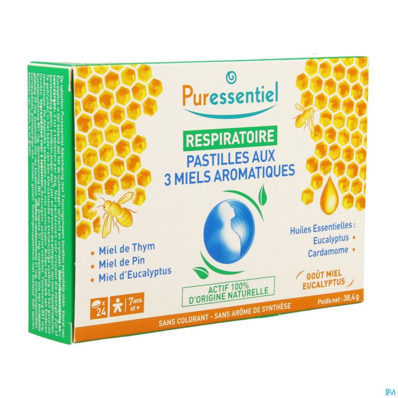 Puressentiel respiratoire pastilles 3 miels    24