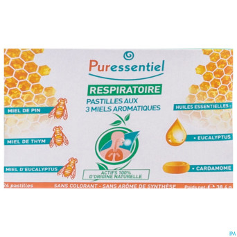 Puressentiel respiratoire pastilles 3 miels    24