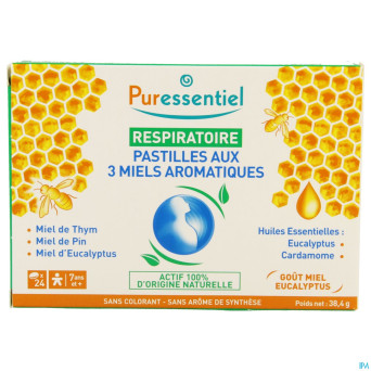 Puressentiel respiratoire pastilles 3 miels    24