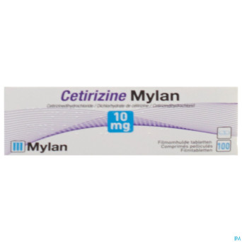 Cetirizine mylan 10 mg comp pell 100 x 10 mg