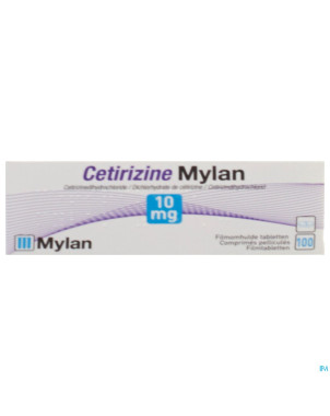 Cetirizine mylan 10 mg comp pell 100 x 10 mg