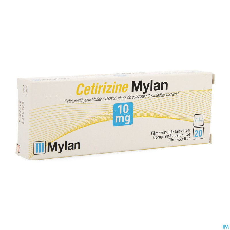 Cetirizine mylan 10 mg comp pell  20 x 10 mg