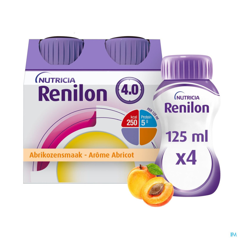 Renilon 4.0 abricot    bouteille 4x125ml 570978