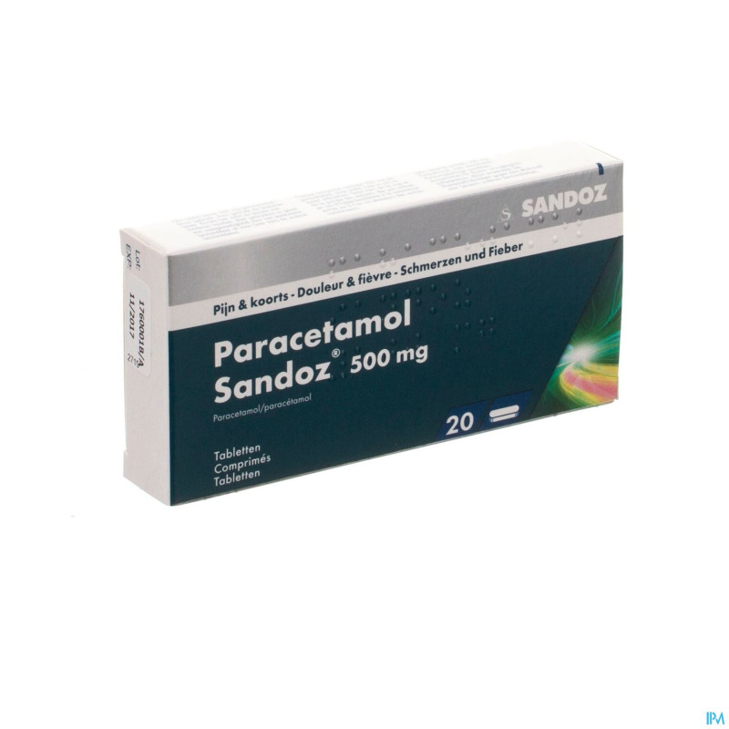 Paracetamol  500 mg sandoz tabl  20