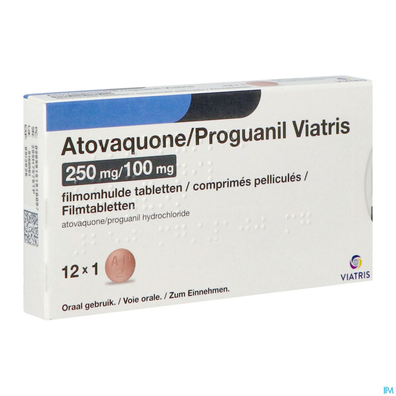 Atovaquone proguanil viatris 250/100mg comp pell12