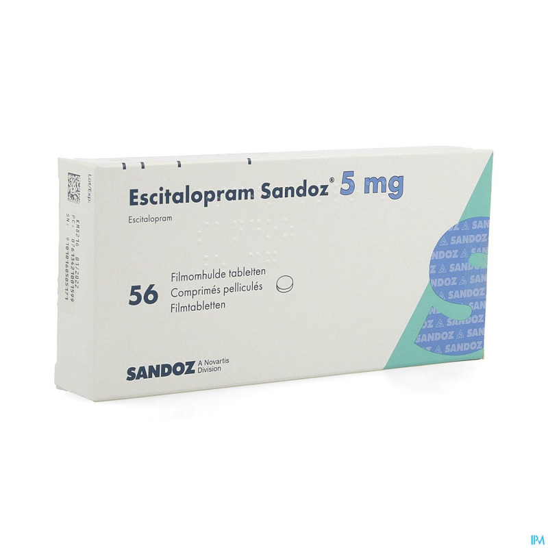 Escitalopram sandoz  5 mg comp pell 56