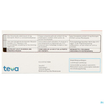 Olanzapine teva 10 mg comp pell 28 x 10,0 mg