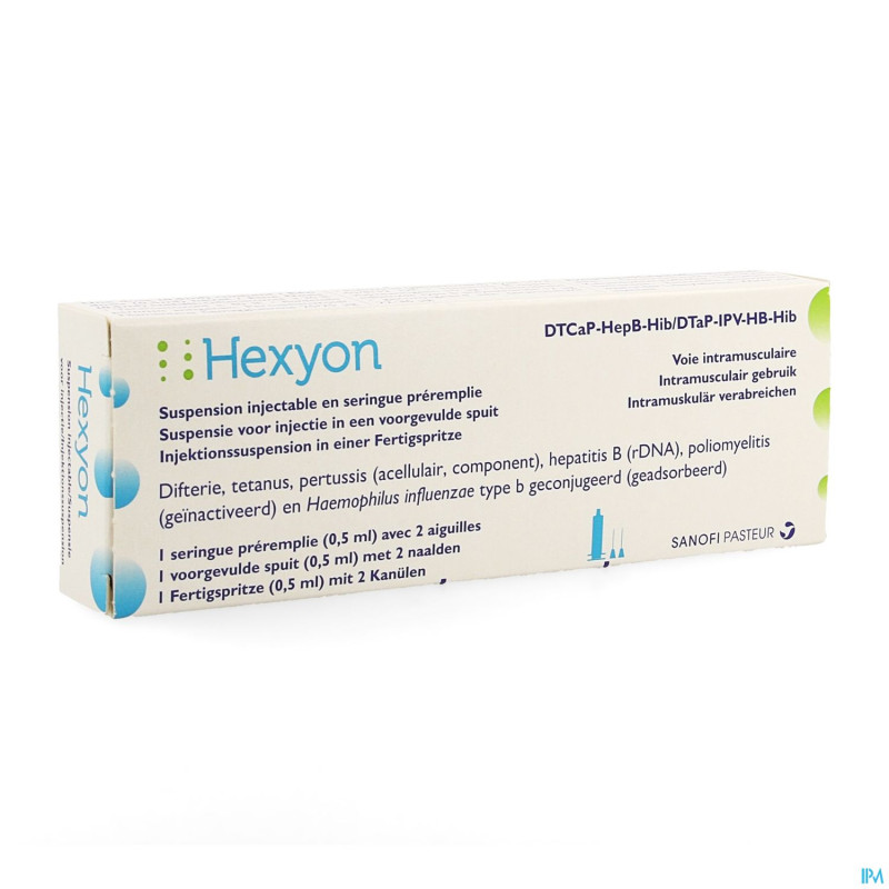 Hexyon seringue preremplie 0,5ml (-1dose) + 2 aig.