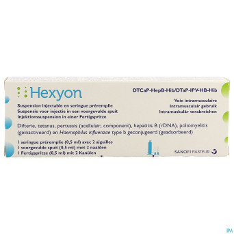 Hexyon seringue preremplie 0,5ml (-1dose) + 2 aig.