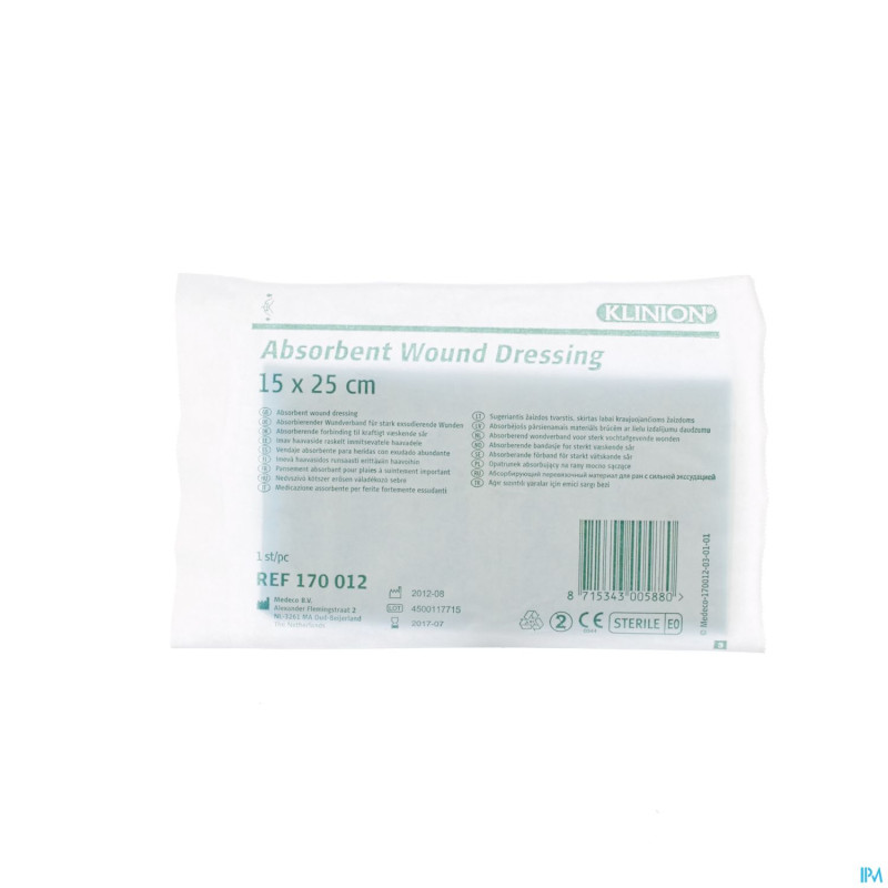 Klinion pansement absorbant 15x25cm s    1 4170012