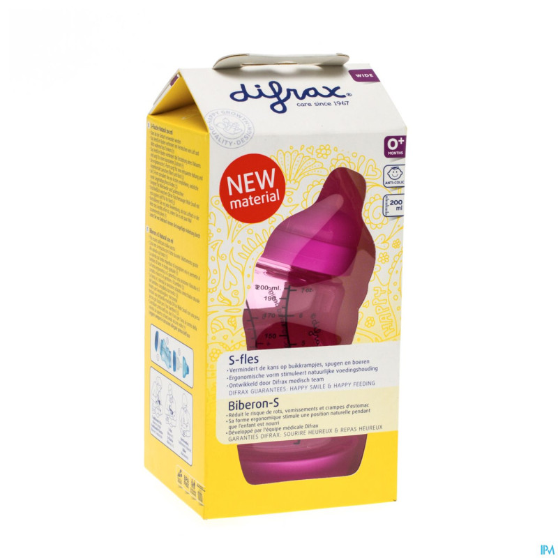 Difrax biberon-s wide girl 200ml