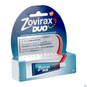 Zovirax duo 50mg/g + 10mg/g creme tube 2g