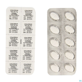 Citalopram teva 40 mg comp pell 100 x 40 mg