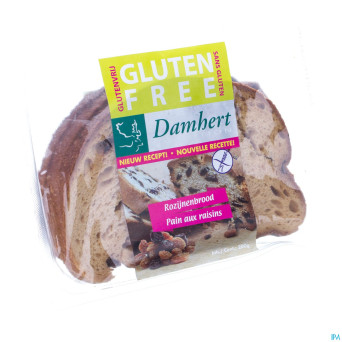 Damhert pain raisin coupe s/gluten    200g
