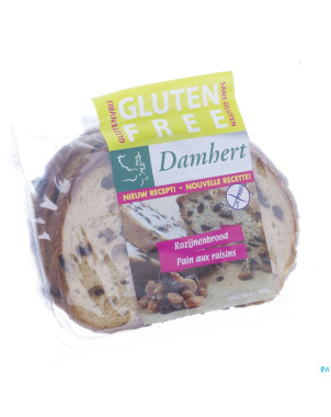 Damhert pain raisin coupe s/gluten    200g