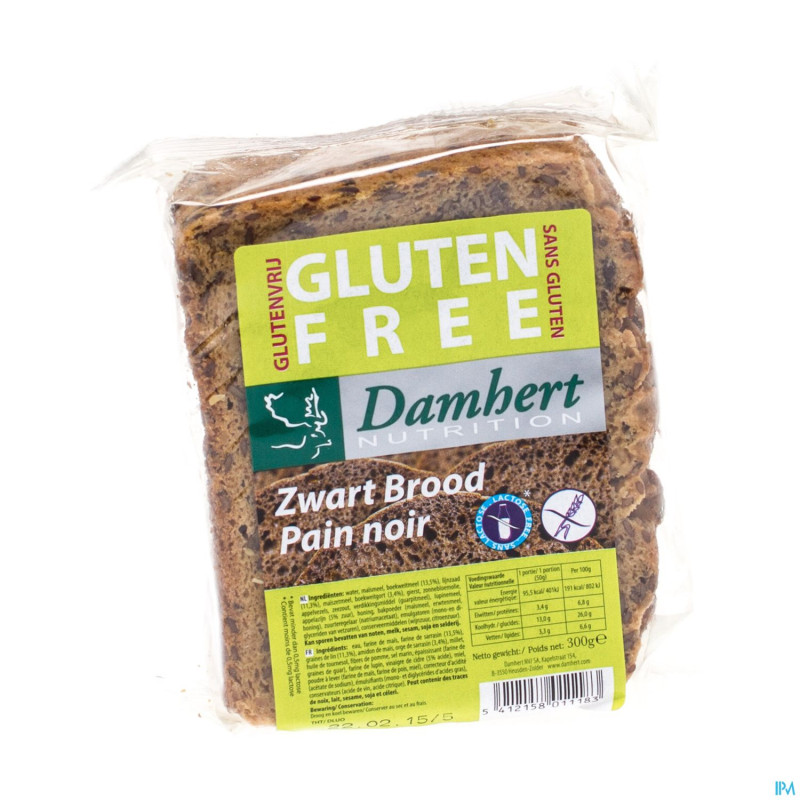 Damhert pain noir s/gluten coupe    300g