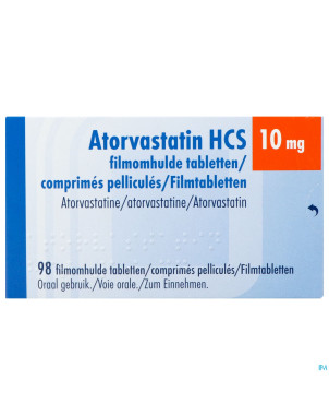 Atorvastatin hcs 10mg  comp pell 98
