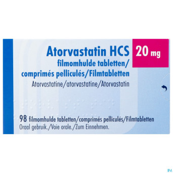 Atorvastatin hcs 20mg  comp pell 98