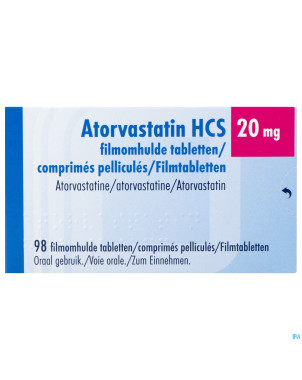Atorvastatin hcs 20mg  comp pell 98