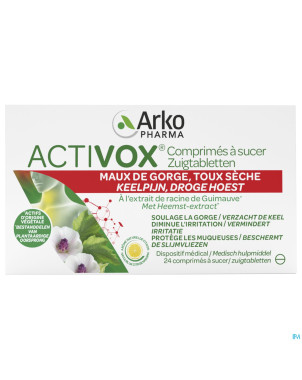 Activox comp maux de gorge comp a sucer 24