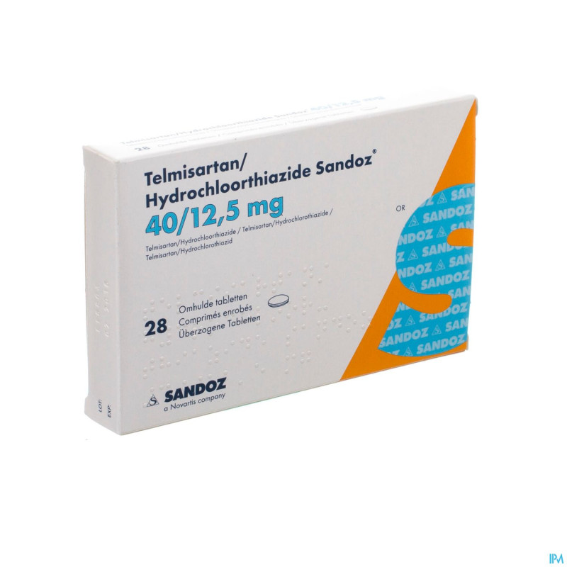 Telmisartan hydrochl sandoz 40/12,5 comp pell 28