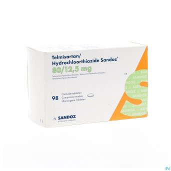 Telmisartan hydrochl sandoz 80/12,5 comp pell 98