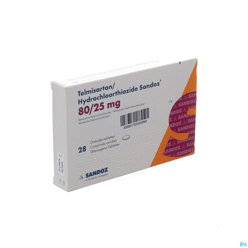 Telmisartan hydrochl sandoz 80/25,0 comp pell 28