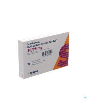Telmisartan hydrochl sandoz 80/25,0 comp pell 28