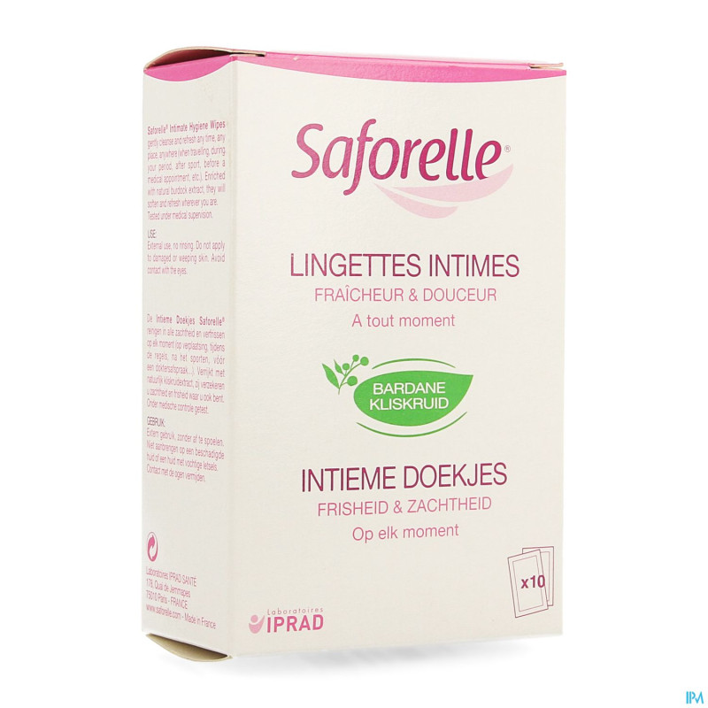 Saforelle lingettes intimes sach individuel 10