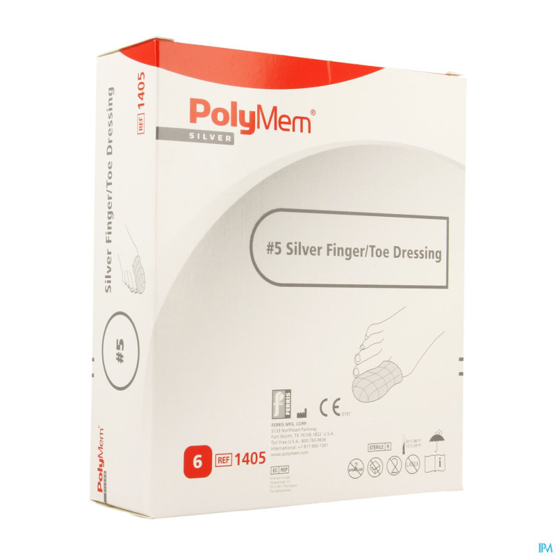 Polymem silver doigt/orteil dressing ster87-97mm 6